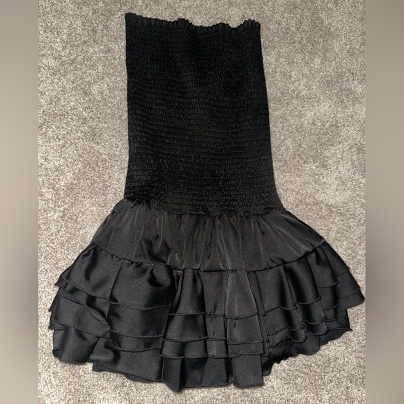 SHUG! Dresses & Skirts - Shug Strapless Black Ruffled Dress